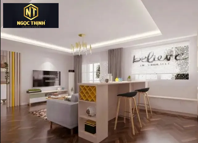 Xưởng Nội Thất Ngọc Thịnh Biên Hòa -  Bình Dương - THIẾT KẾ QUẦY BAR NGĂN BẾP VÀ PHÒNG KHÁCH ĐẸP, GIÁ RẺ, SANG TRỌNG.